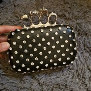 Nasty gal bebe crystal stud skull purse clutch s